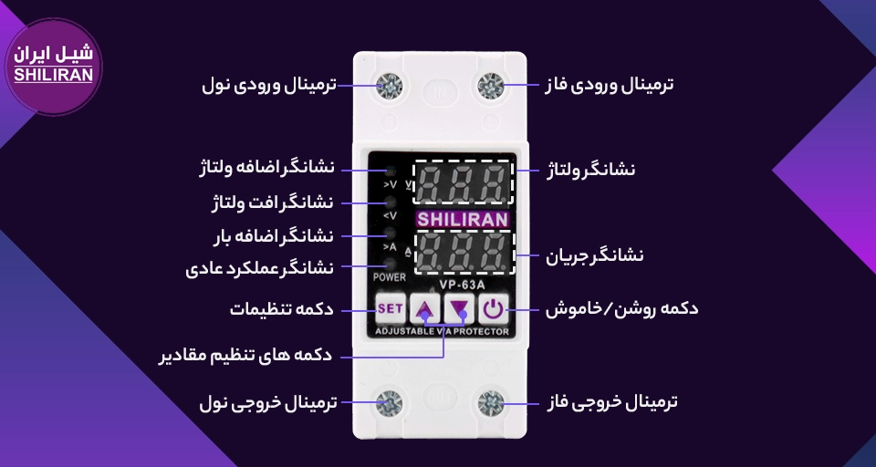 محافظ ولتاژ و جریان دیجیتالی پرقدرت 63 آمپر